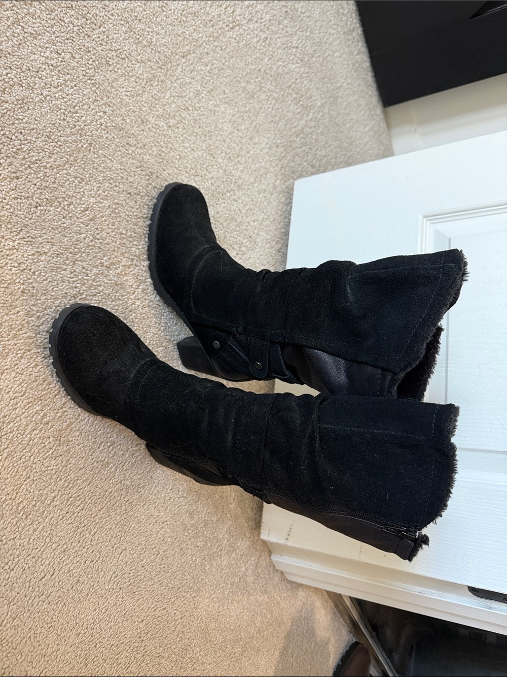 Black Suede Mid-Calf Women's Boots